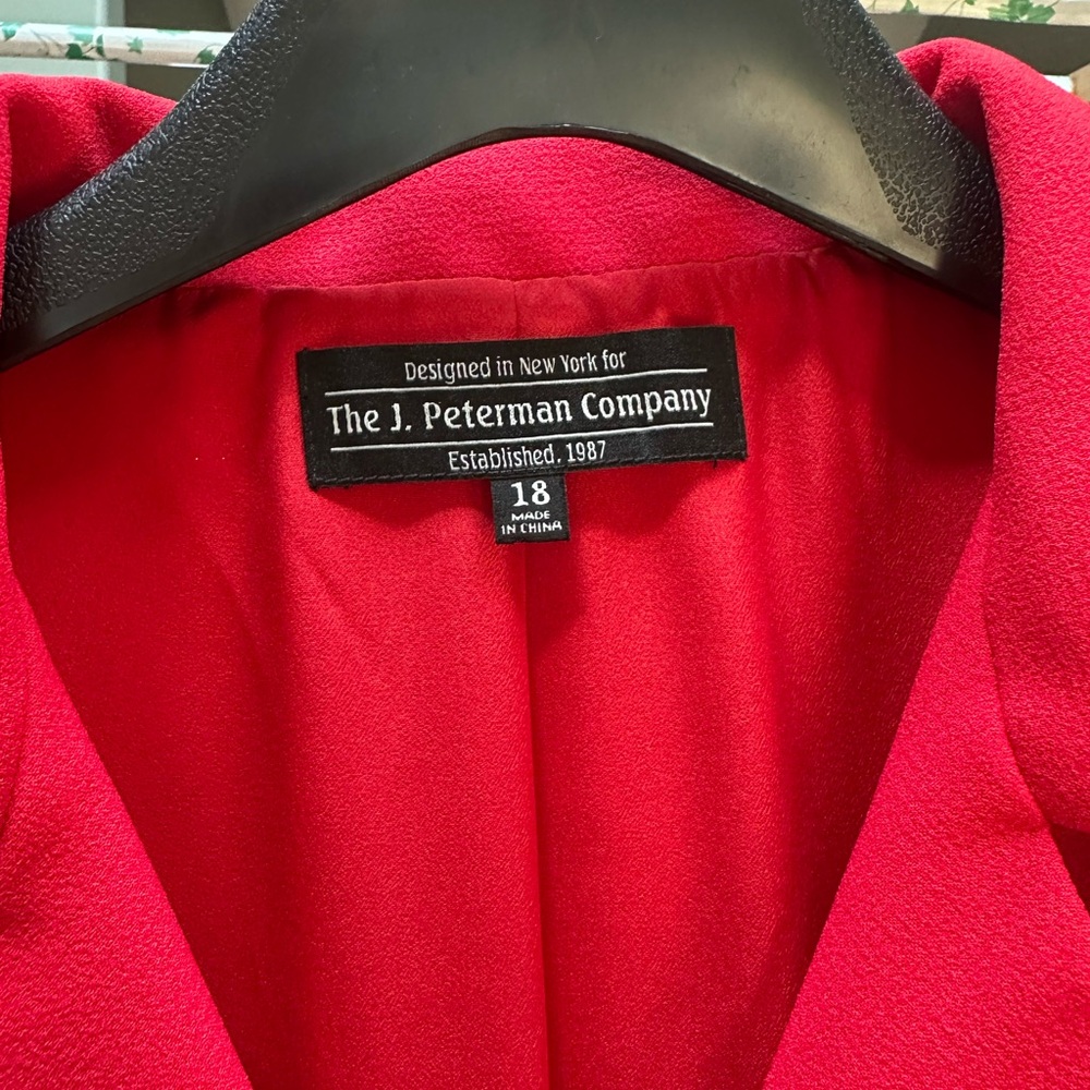 St. John Collection Red Knit Blazer Jacket - Picture 2 of 3